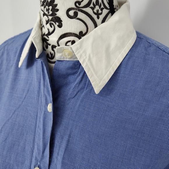 Lauren Ralph Lauren Blue and White Button Down Shirt Women's Size 4 - Picture 5 of 11